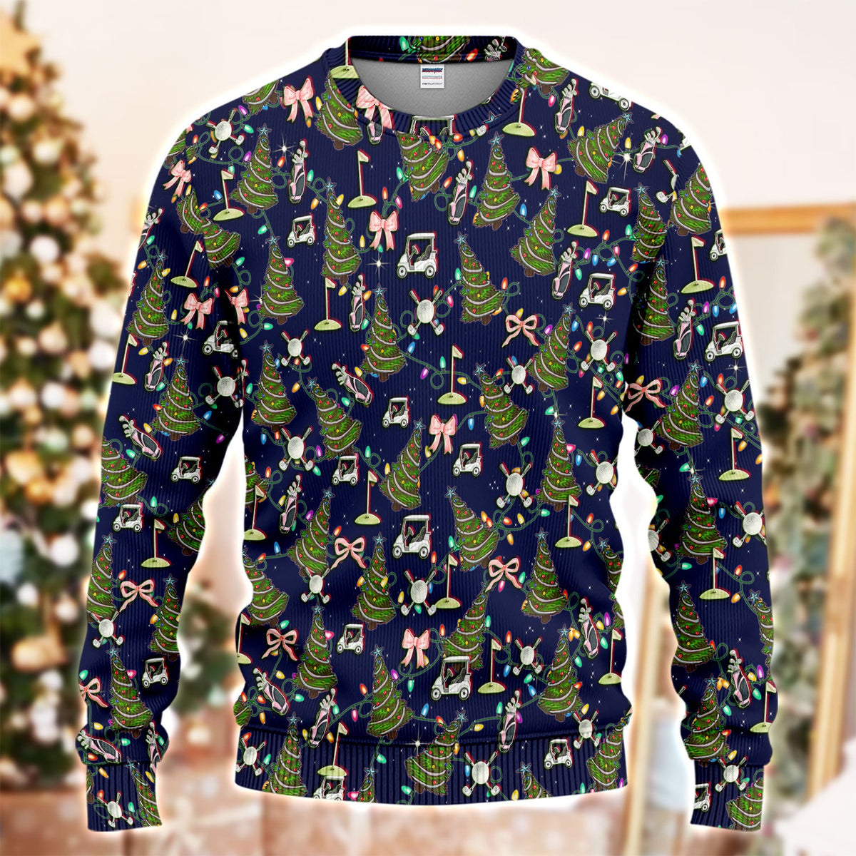 Christmas Pattern Ugly Sweater, Funny Xmas Golf Sweater, Festive Golf Gift For Men