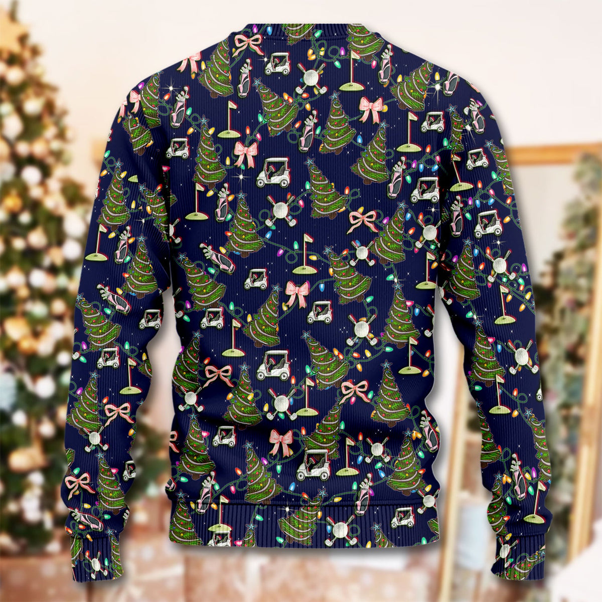 Christmas Pattern Ugly Sweater, Funny Xmas Golf Sweater, Festive Golf Gift For Men