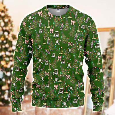 Christmas Pattern Ugly Sweater, Funny Xmas Golf Sweater, Festive Golf Gift For Men