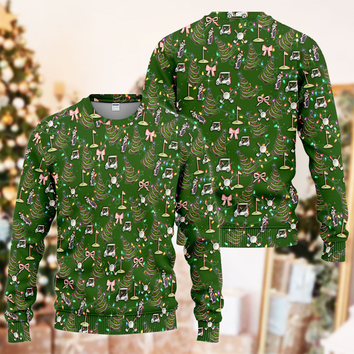 Christmas Pattern Ugly Sweater, Funny Xmas Golf Sweater, Festive Golf Gift For Men