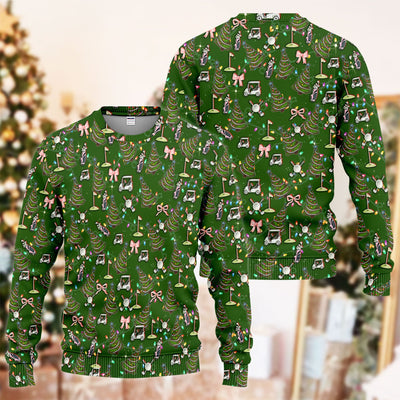 Christmas Pattern Ugly Sweater, Funny Xmas Golf Sweater, Festive Golf Gift For Men