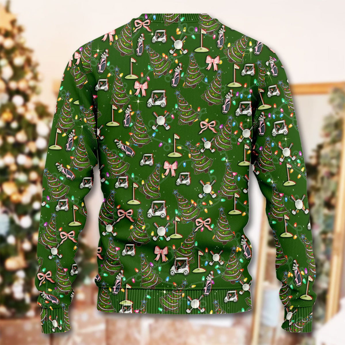 Christmas Pattern Ugly Sweater, Funny Xmas Golf Sweater, Festive Golf Gift For Men