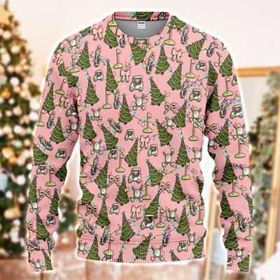 Christmas Pattern Ugly Sweater, Funny Xmas Golf Sweater, Festive Golf Gift For Men