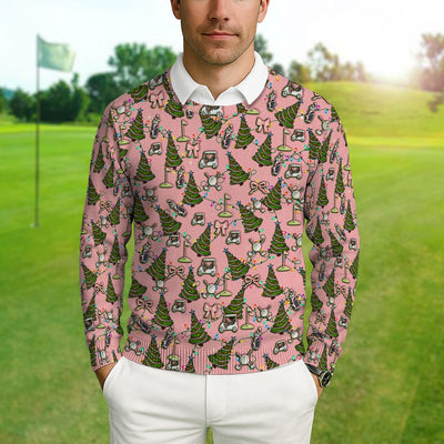 Christmas Pattern Ugly Sweater, Funny Xmas Golf Sweater, Festive Golf Gift For Men