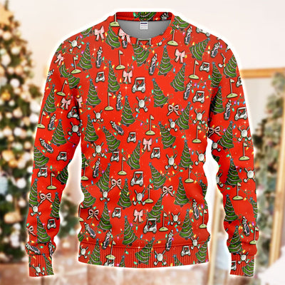 Christmas Pattern Ugly Sweater, Funny Xmas Golf Sweater, Festive Golf Gift For Men