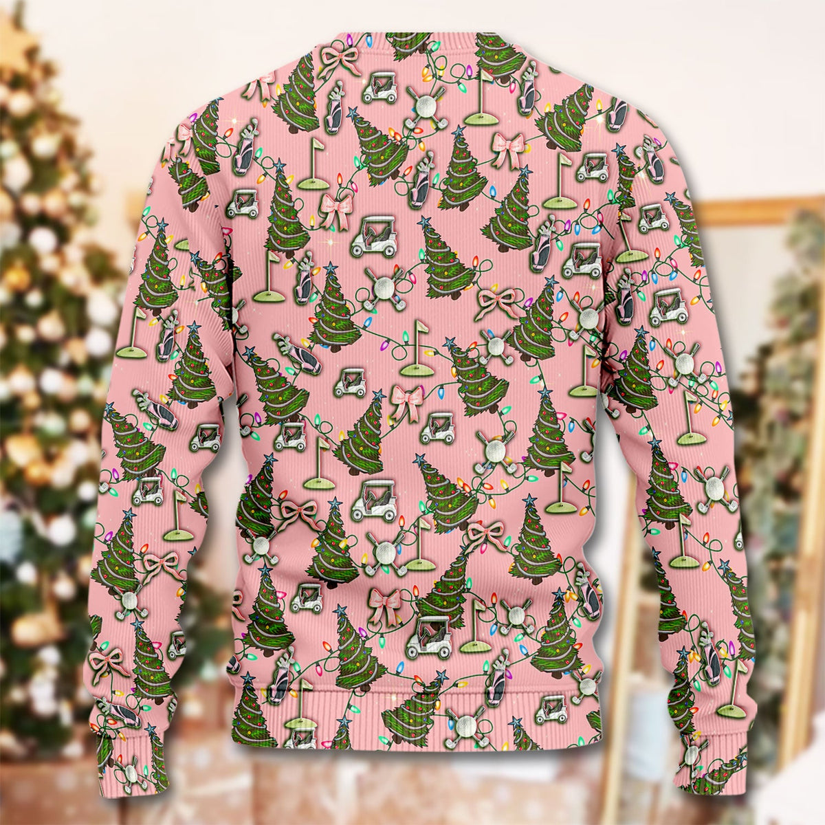 Christmas Pattern Ugly Sweater, Funny Xmas Golf Sweater, Festive Golf Gift For Men
