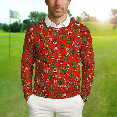 Christmas Pattern Ugly Sweater, Funny Xmas Golf Sweater, Festive Golf Gift For Men