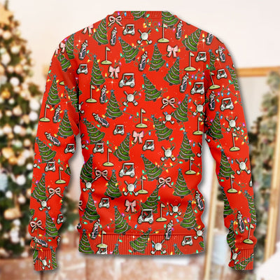 Christmas Pattern Ugly Sweater, Funny Xmas Golf Sweater, Festive Golf Gift For Men