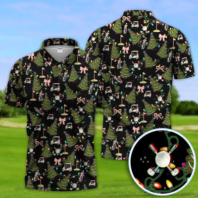 Christmas Pattern Polos, Funny Xmas Golf Shirt, Festive Golf Gift For Men