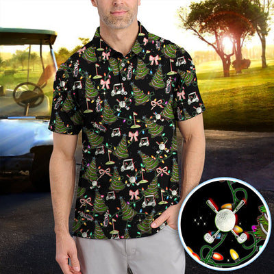 Christmas Pattern Polos, Funny Xmas Golf Shirt, Festive Golf Gift For Men