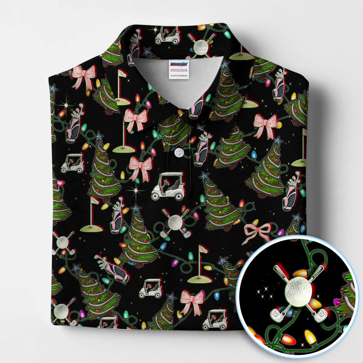 Christmas Pattern Polos, Funny Xmas Golf Shirt, Festive Golf Gift For Men