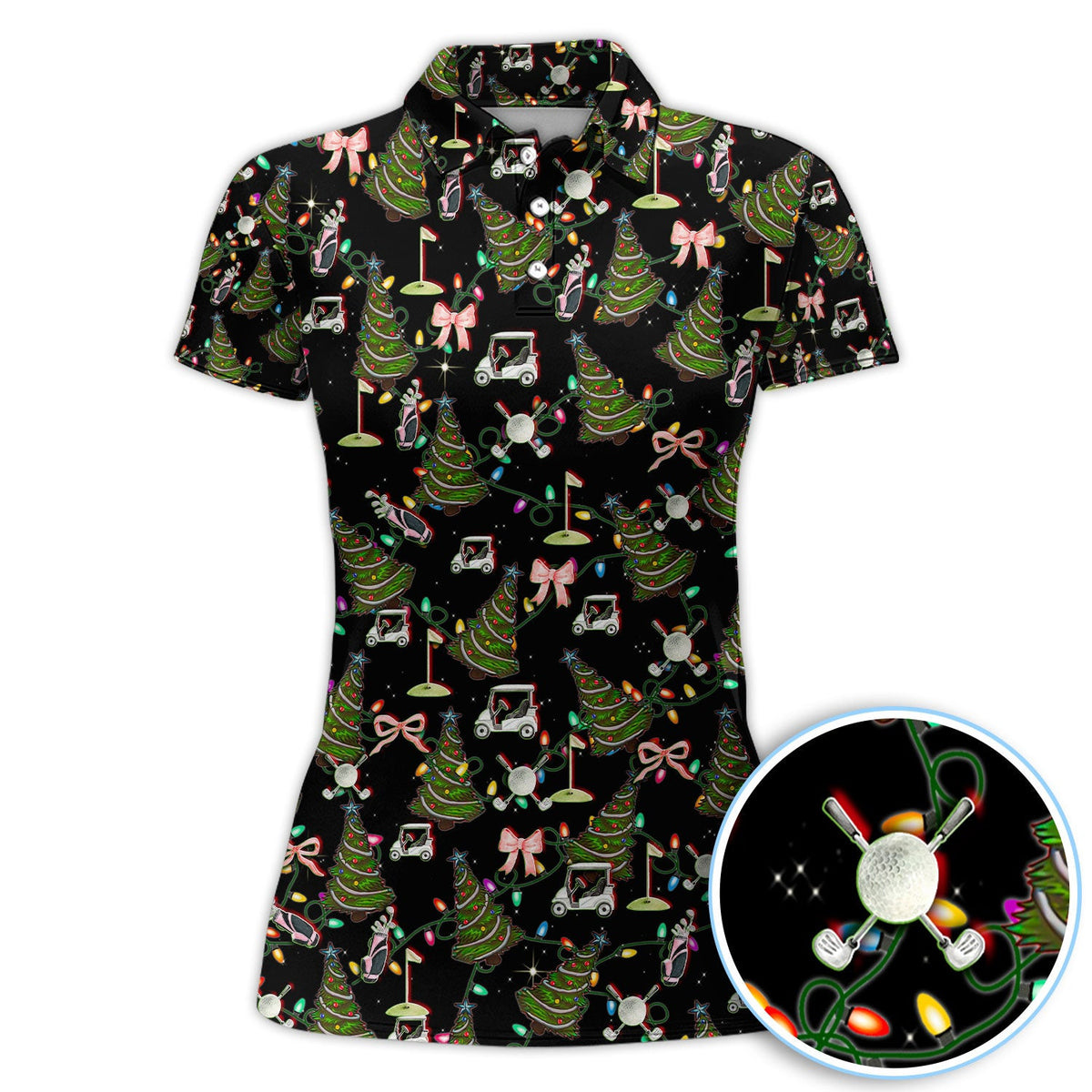 Christmas Pattern Polos, Funny Xmas Golf Shirt, Festive Golf Gift For Men
