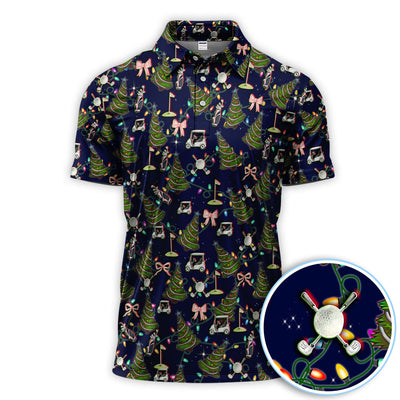 Christmas Pattern Polos, Funny Xmas Golf Shirt, Festive Golf Gift For Men