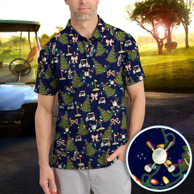 Christmas Pattern Polos, Funny Xmas Golf Shirt, Festive Golf Gift For Men