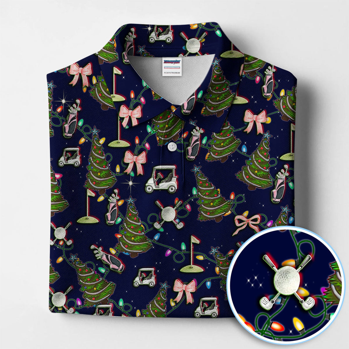 Christmas Pattern Polos, Funny Xmas Golf Shirt, Festive Golf Gift For Men