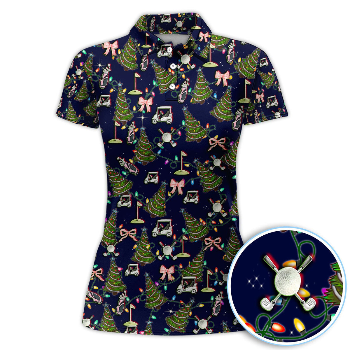 Christmas Pattern Polos, Funny Xmas Golf Shirt, Festive Golf Gift For Men