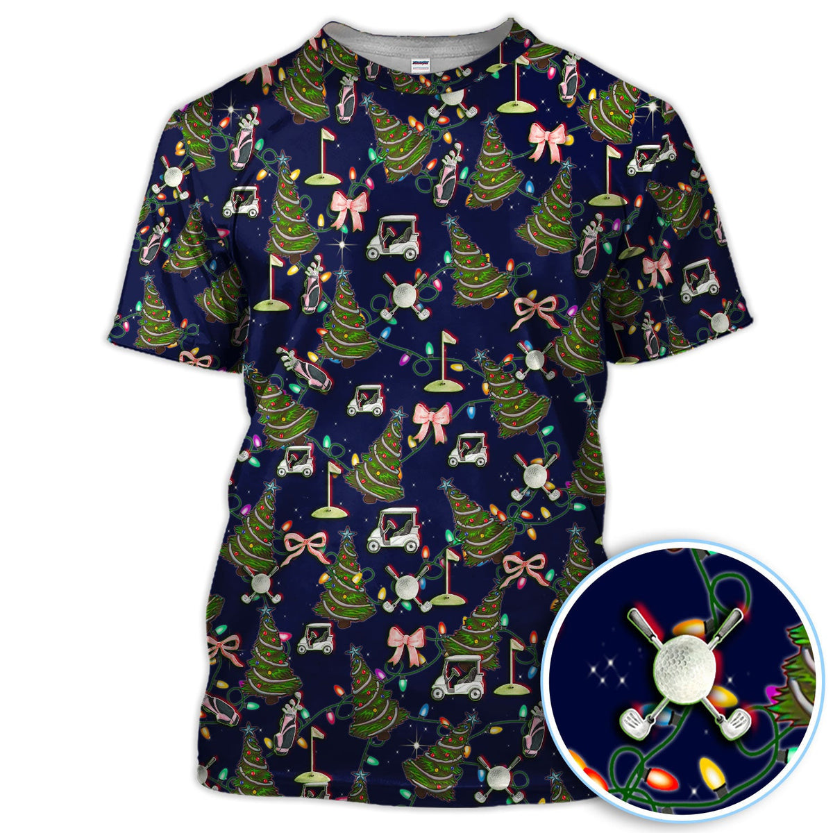 Christmas Pattern Polos, Funny Xmas Golf Shirt, Festive Golf Gift For Men