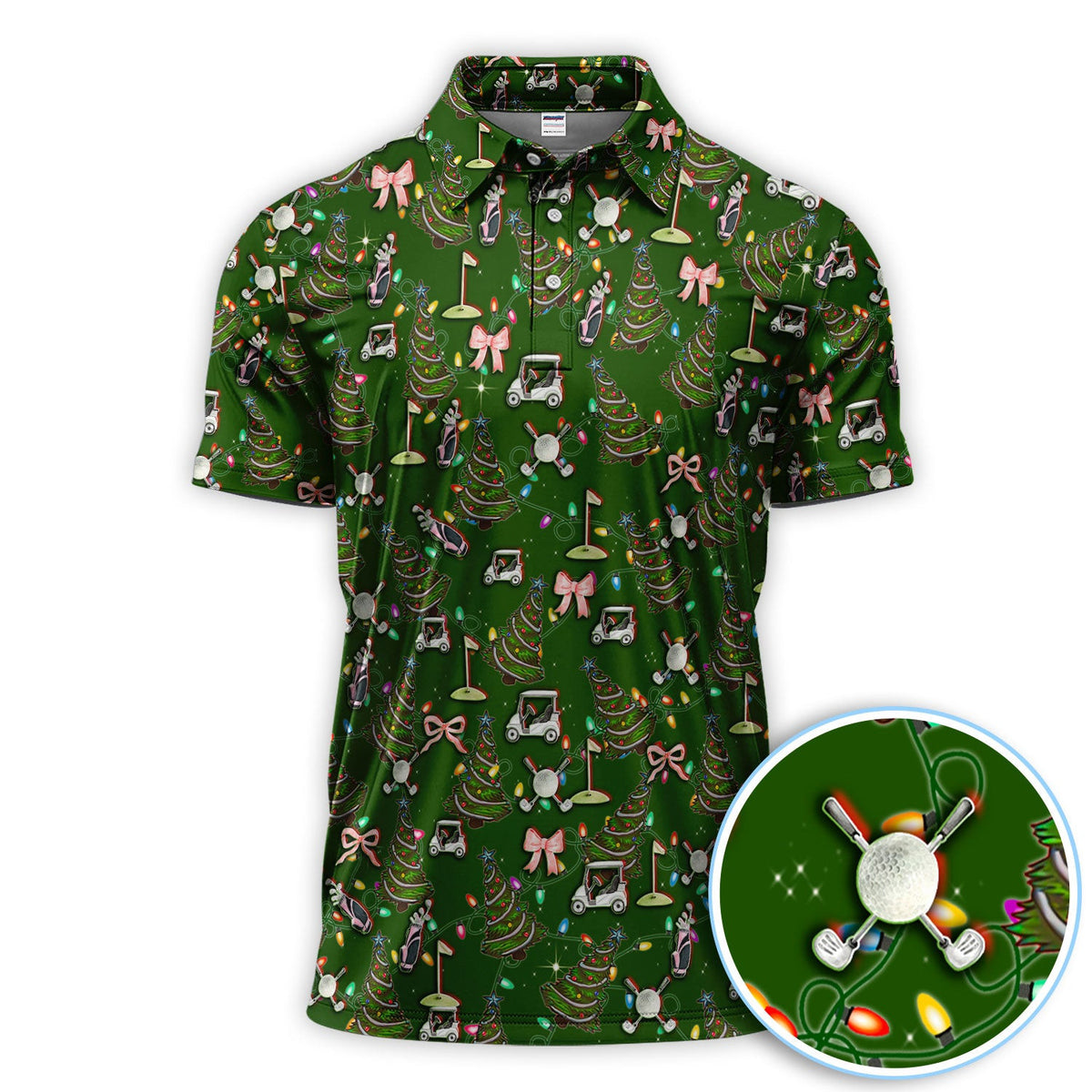 Christmas Pattern Polos, Funny Xmas Golf Shirt, Festive Golf Gift For Men