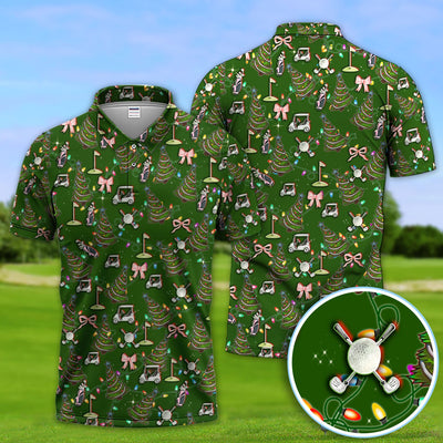 Christmas Pattern Polos, Funny Xmas Golf Shirt, Festive Golf Gift For Men