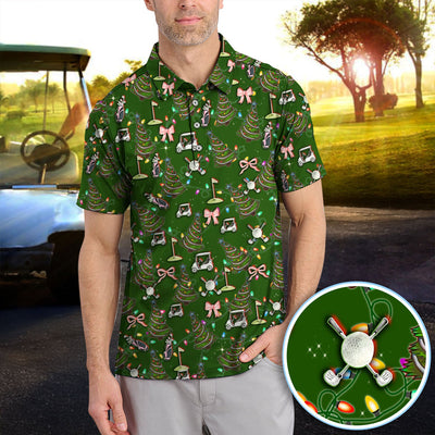 Christmas Pattern Polos, Funny Xmas Golf Shirt, Festive Golf Gift For Men