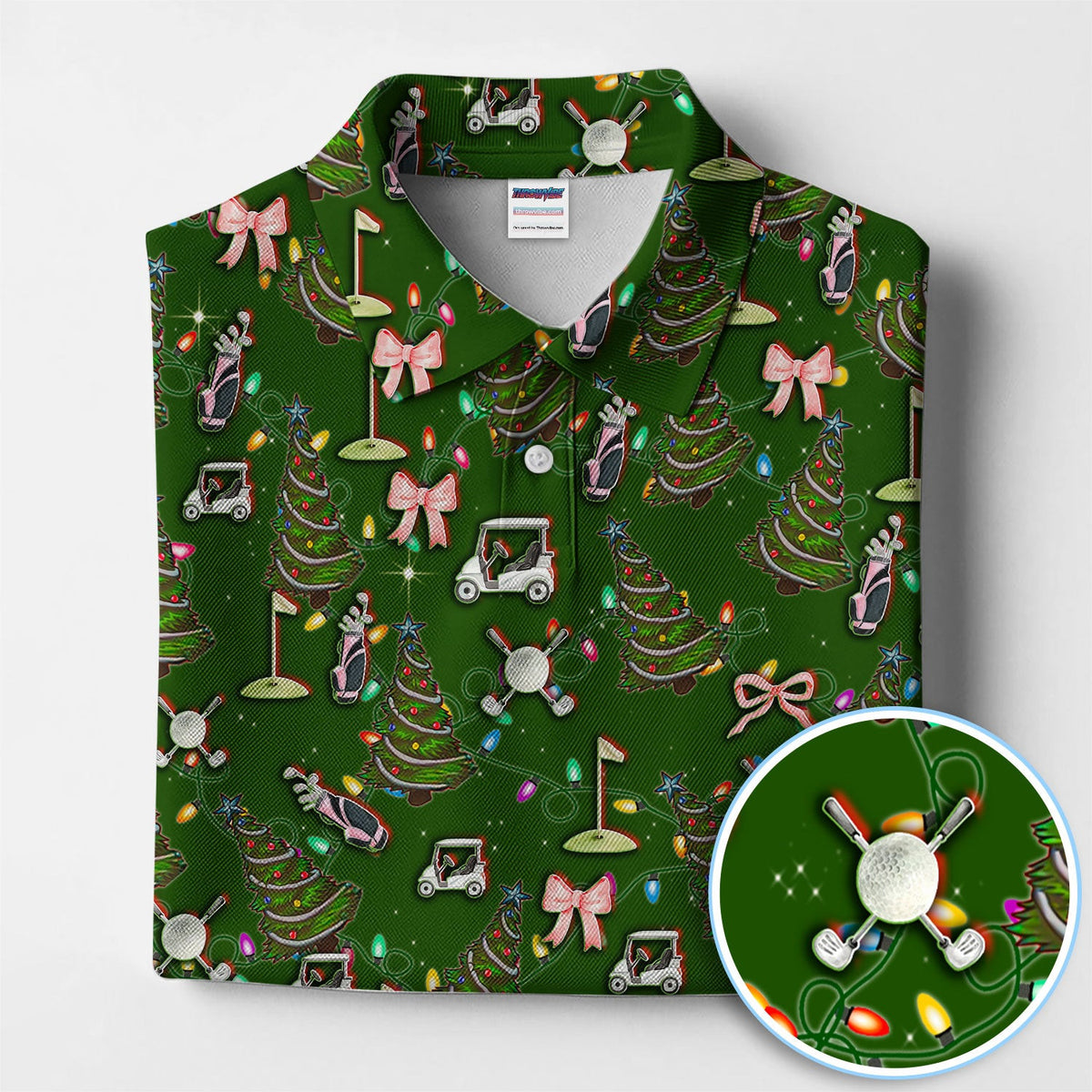 Christmas Pattern Polos, Funny Xmas Golf Shirt, Festive Golf Gift For Men