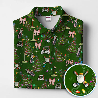 Christmas Pattern Polos, Funny Xmas Golf Shirt, Festive Golf Gift For Men