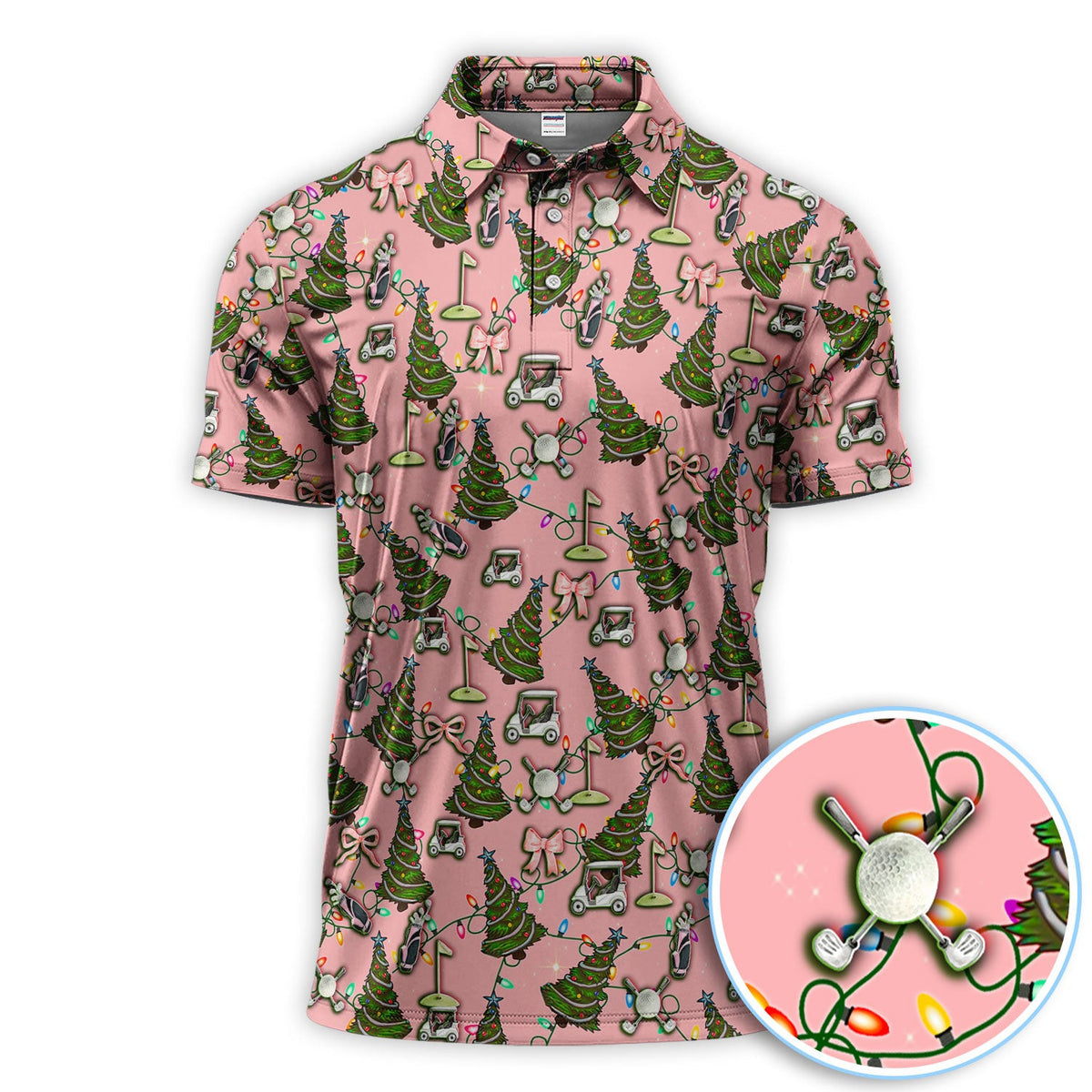 Christmas Pattern Polos, Funny Xmas Golf Shirt, Festive Golf Gift For Men