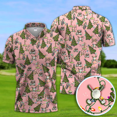 Christmas Pattern Polos, Funny Xmas Golf Shirt, Festive Golf Gift For Men