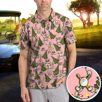 Christmas Pattern Polos, Funny Xmas Golf Shirt, Festive Golf Gift For Men