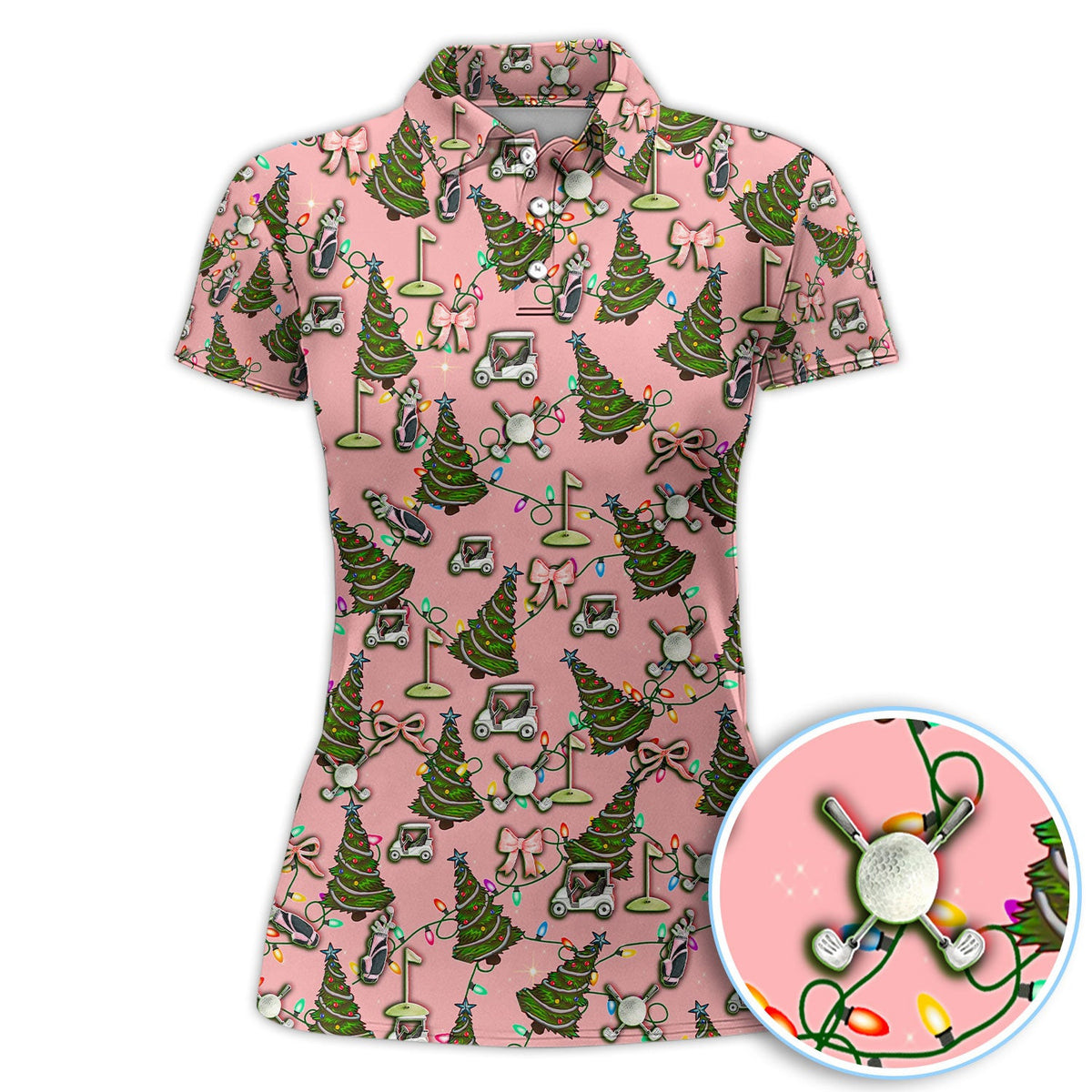 Christmas Pattern Polos, Funny Xmas Golf Shirt, Festive Golf Gift For Men