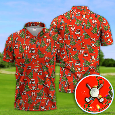 Christmas Pattern Polos, Funny Xmas Golf Shirt, Festive Golf Gift For Men