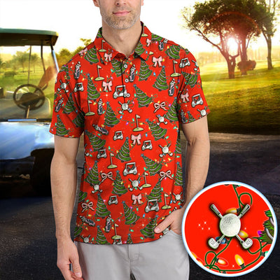 Christmas Pattern Polos, Funny Xmas Golf Shirt, Festive Golf Gift For Men