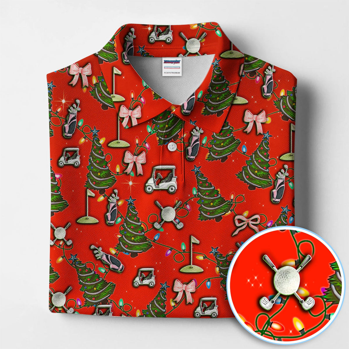 Christmas Pattern Polos, Funny Xmas Golf Shirt, Festive Golf Gift For Men