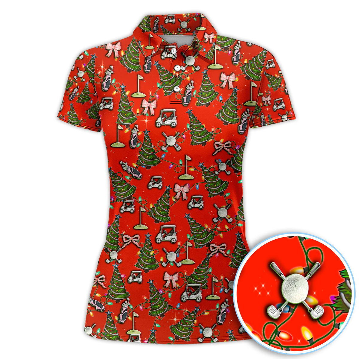 Christmas Pattern Polos, Funny Xmas Golf Shirt, Festive Golf Gift For Men