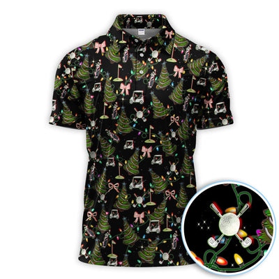 Christmas Pattern Polos, Funny Xmas Golf Shirt, Festive Golf Gift For Men