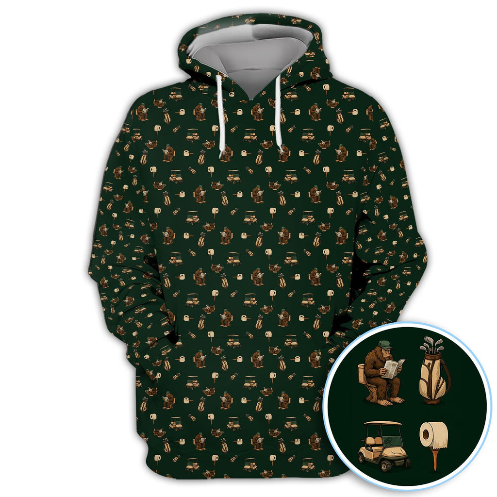 Funny Golf Shirt For Men, Bigfoot Pattern Golf Shirt, Crazy Golf Shirt For Golfer