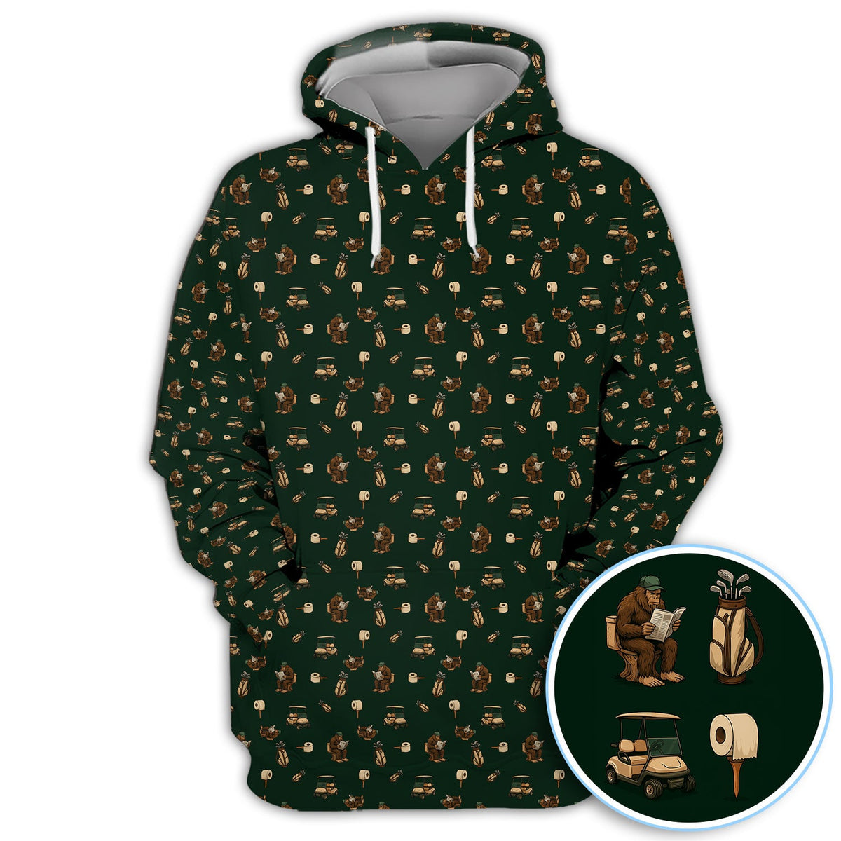 Funny Golf Shirt For Men, Bigfoot Pattern Golf Shirt, Crazy Golf Shirt For Golfer