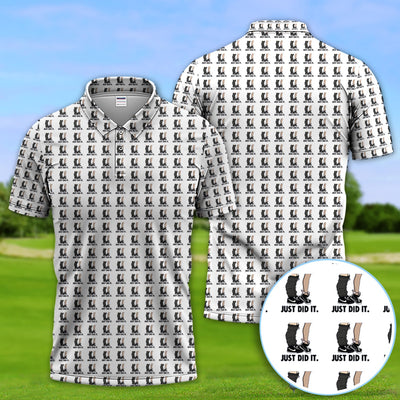 Just Did It Pattern Golf Polos, Funny Golf Shirt For Men, Golf Gift For Golfer