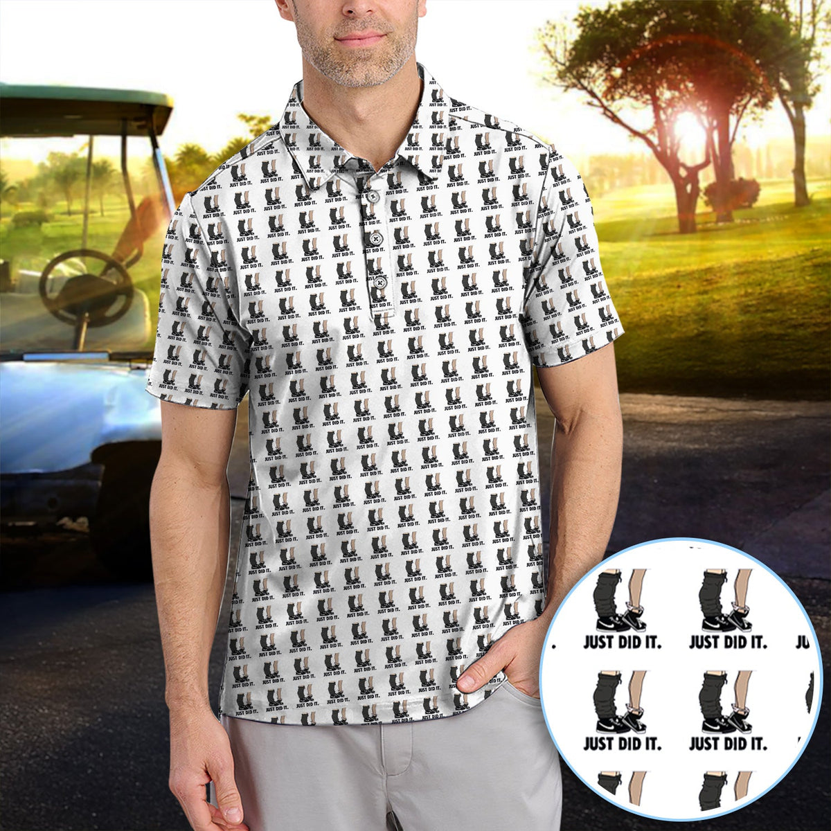 Just Did It Pattern Golf Polos, Funny Golf Shirt For Men, Golf Gift For Golfer