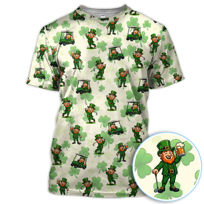 St. Patrick Leprechaun Golf Pattern Polos, Funny Golf Shirt For Men, Golf Gift For Golfer