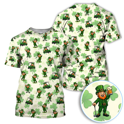 St. Patrick Leprechaun Golf Pattern Polos, Funny Golf Shirt For Men, Golf Gift For Golfer