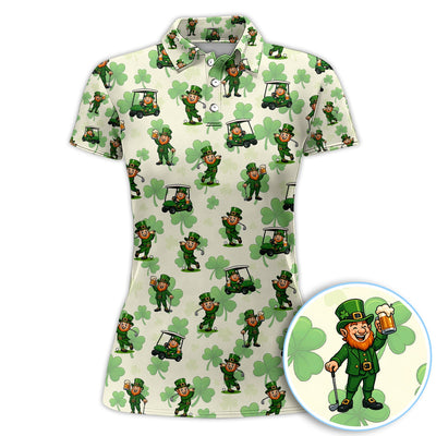 St. Patrick Leprechaun Golf Pattern Polos, Funny Golf Shirt For Men, Golf Gift For Golfer