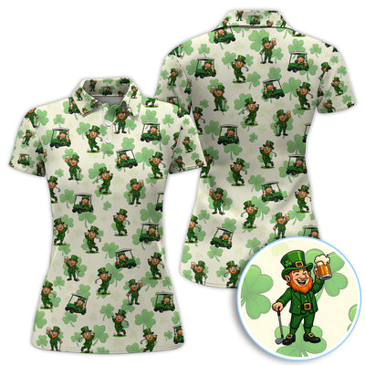 St. Patrick Leprechaun Golf Pattern Polos, Funny Golf Shirt For Men, Golf Gift For Golfer
