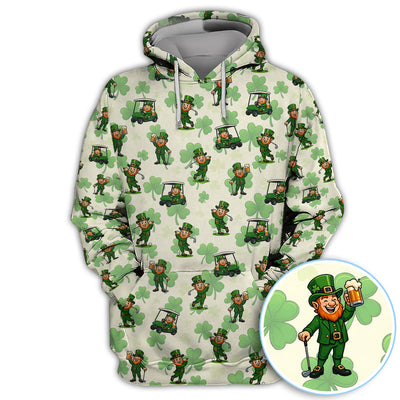 St. Patrick Leprechaun Golf Pattern Polos, Funny Golf Shirt For Men, Golf Gift For Golfer