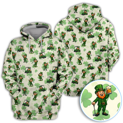 St. Patrick Leprechaun Golf Pattern Polos, Funny Golf Shirt For Men, Golf Gift For Golfer