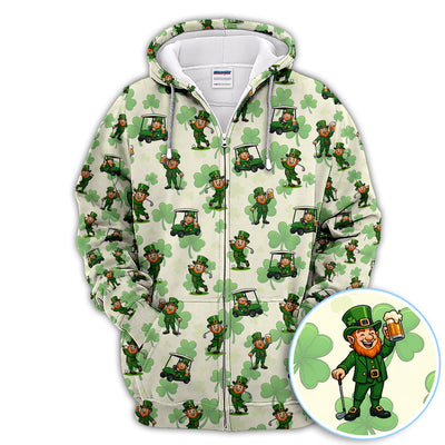 St. Patrick Leprechaun Golf Pattern Polos, Funny Golf Shirt For Men, Golf Gift For Golfer