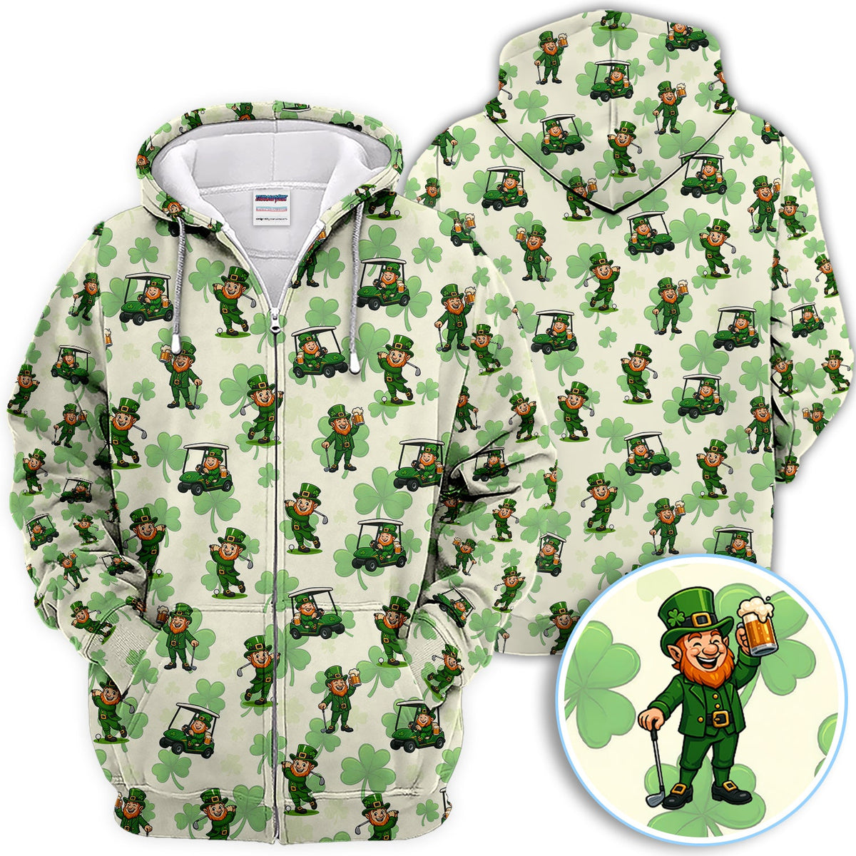 St. Patrick Leprechaun Golf Pattern Polos, Funny Golf Shirt For Men, Golf Gift For Golfer