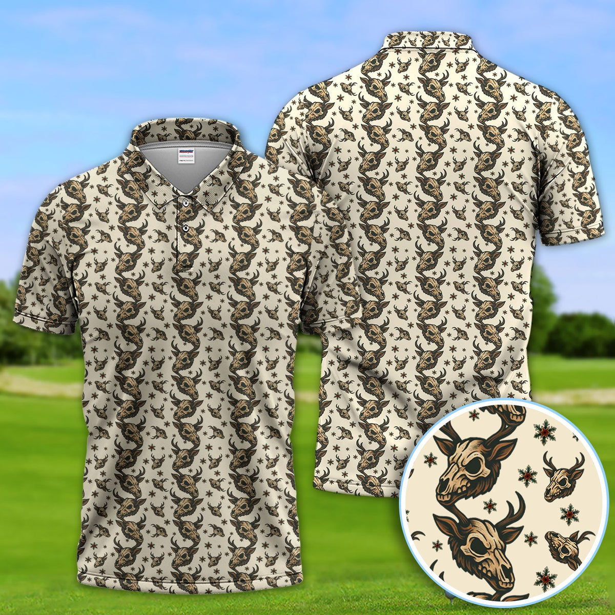 Krampus Christmas Pattern Golf Shirt, Crazy Xmas Golf Polos, Golf Gift For Men