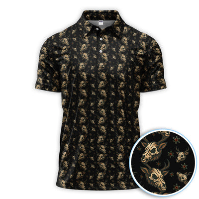 Krampus Christmas Pattern Golf Shirt, Crazy Xmas Golf Polos, Golf Gift For Men