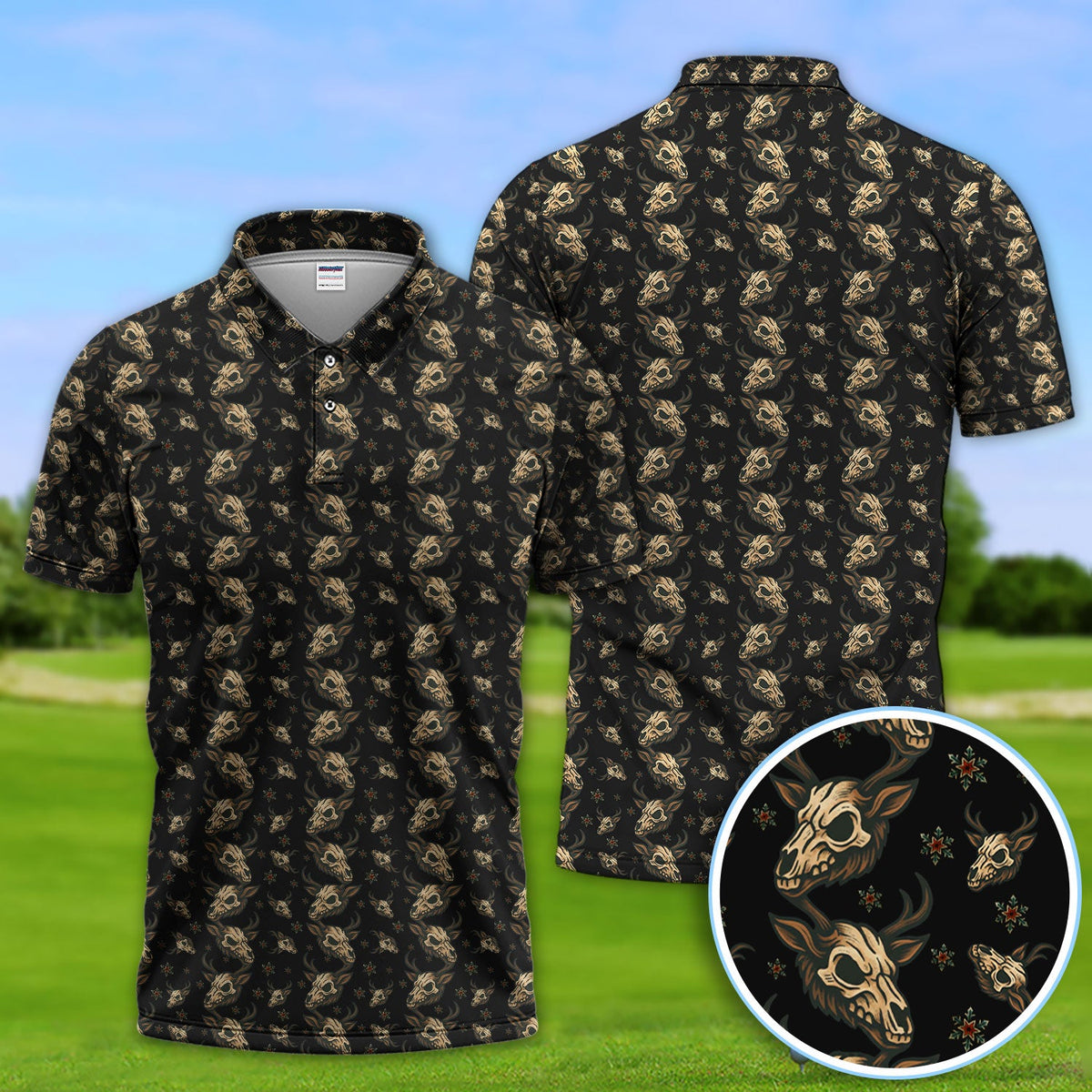 Krampus Christmas Pattern Golf Shirt, Crazy Xmas Golf Polos, Golf Gift For Men